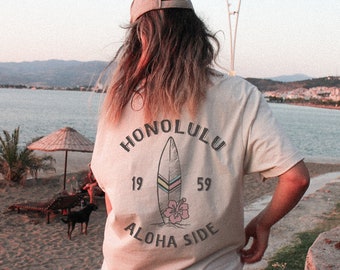 Honolulu Hawaii T Shirt Beach Tee Aesthetic Shirt Vacation Gift Shirt Tumblr Clothing Beach Bum Trendy Summer Shirt