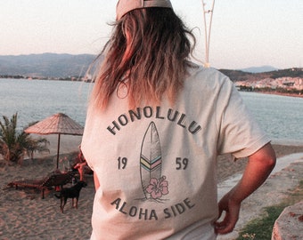 Honolulu Hawaii T Shirt Strand Tee Ästhetisches Shirt Urlaub Geschenk Shirt Tumblr Kleidung Strand Bum Trendy Sommer Shirt