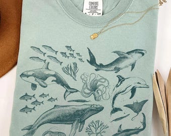 Vintage 90s Sea Animals t-shirt, Ocean Animals Shirt, Retro Sea Life Tee, Sea Animals Shirt, Retro Ocean Shirt, Vintage Fish Shirt