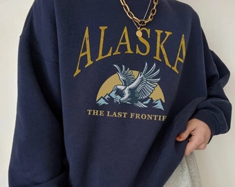 Alaska Sweatshirt Alaska Hoodie Retro Crewneck Preppy Sweatshirt Eagle Sweatshirt Oversize pullover Campfire shirt, Alaska Pinterest jumper
