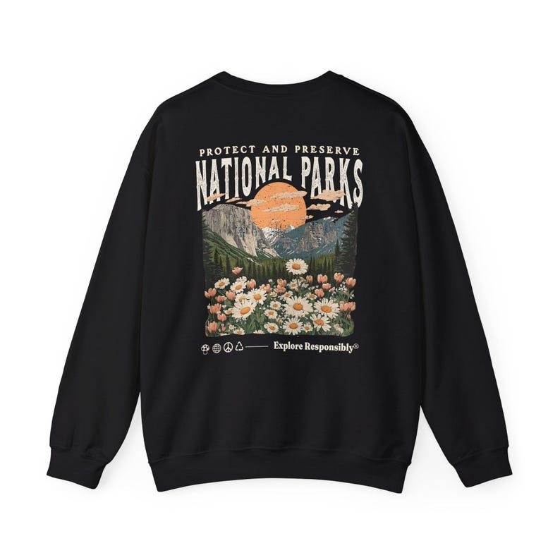 Jaren 90 nationale parken sweatshirt muesli meisjesshirt Wildlife ronde hals wandelen camping kleding Wanderlust shirt afbeelding 4