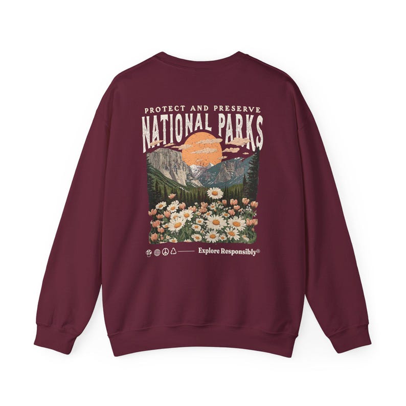 Jaren 90 nationale parken sweatshirt muesli meisjesshirt Wildlife ronde hals wandelen camping kleding Wanderlust shirt afbeelding 5