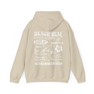 Beach Bum Hoodie Y2k Beach Sweatshirt Shark Hoodie Preppy Sweatshirt Aesthetic Words on back Surf Shirt Iced Coffee Hibiscus Sunkissed shirt zdjęcie 8