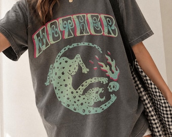 Mother Vintage look Leopard tee, motherhood mom life graphic t shirt, tattoo vintage inspired boho mom shirt