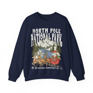 90s Santa National Parks Sweatshirt North Pole Crewneck Respect the Local Wildlife jumper Hiking Clothes Wanderlust Shirt Vintage Christmas image 8