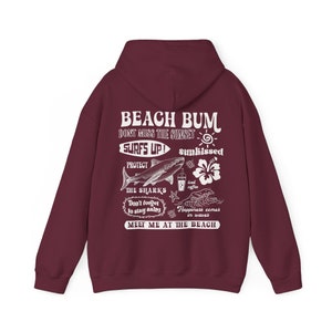 Beach Bum Hoodie Y2k Beach Sweatshirt Shark Hoodie Preppy Sweatshirt Aesthetic Words on back Surf Shirt Iced Coffee Hibiscus Sunkissed shirt zdjęcie 5