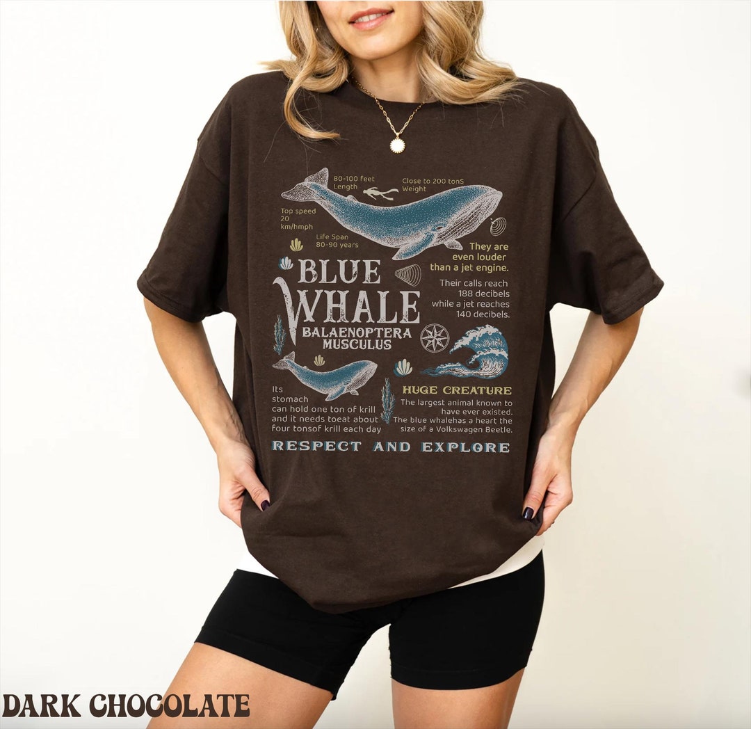 Retro Blue Whale Shirt 90s Graphic Tee Ocean T Shirt Marine Life Shirt ...