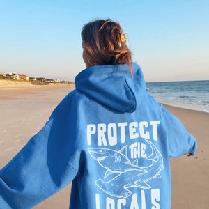 Respect the Locals Big White Shark Sweatshirt Save the Local Sharks ...