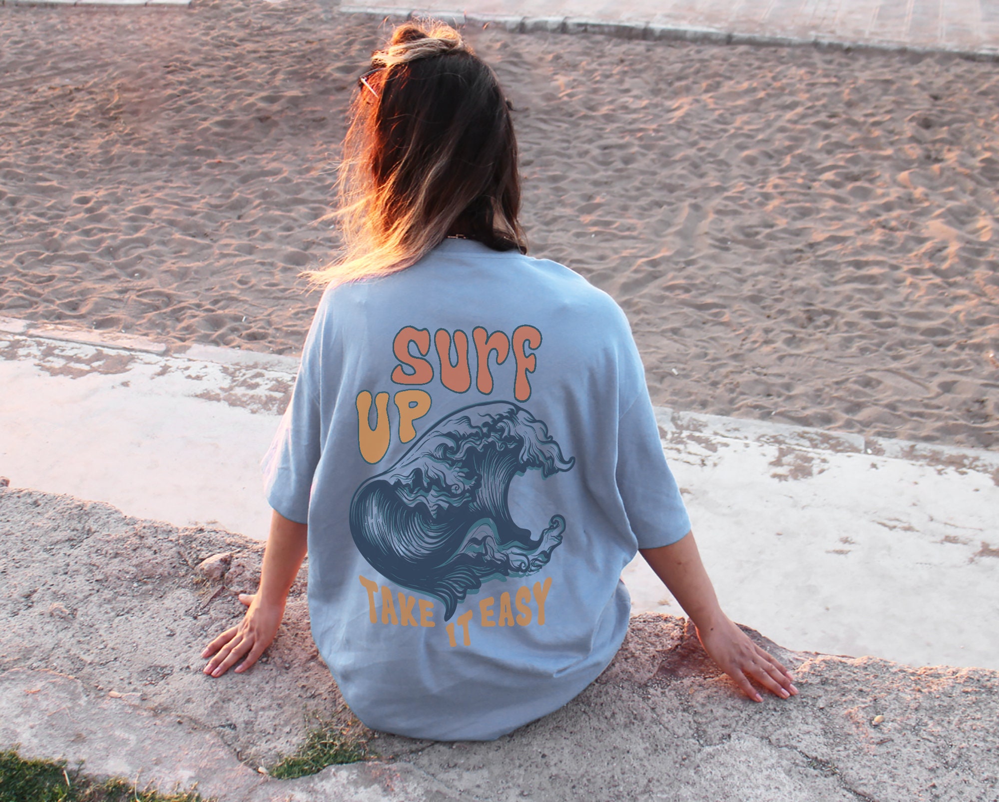 Summer T Trendy up Shirts Shirt and Women Tee Shirt for Etsy Oversize Vibe - Man Beachy Surf