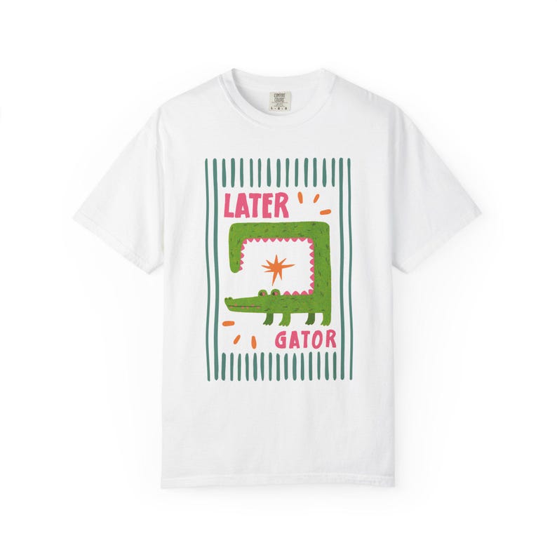 90s Later Alligator Vintage style Comfort Colors® Tee, Sarcastic Later Shirt Crocodile Graphic Shirt image 8