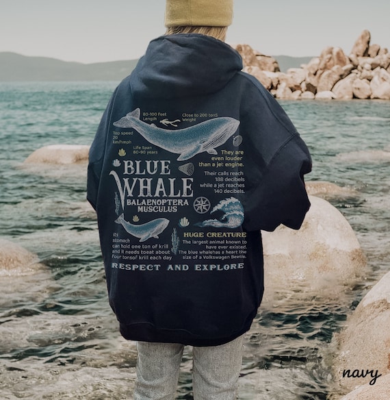 Retro Blue Whale Hoodie 90s Graphic Sweatshirt Ocean Pullover Marine Life Shirt Whale Hoodie Y2k Aesthetic Sweatshirt Ocean Biologist gift