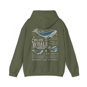 Retro Blue Whale Hoodie 90s Graphic Sweatshirt Ocean Pullover Marine Life Shirt Whale Hoodie Y2k Aesthetic Sweatshirt Ocean Biologist gift image 5