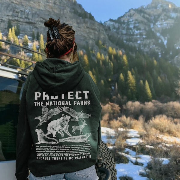 63 Nationalparks Hoodie Vintage Sweatshirt Park Ranger Umwelt Camping Kleidung Granola Mädchen Grizzly Bär Wildlife Sweatshirt