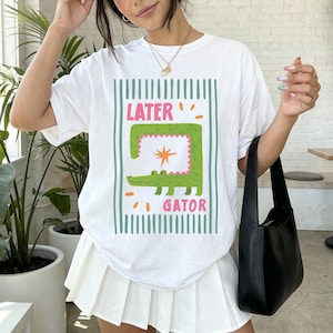90s Later Alligator Vintage style Comfort Colors® Tee, Sarcastic Later Shirt Crocodile Graphic Shirt image 4