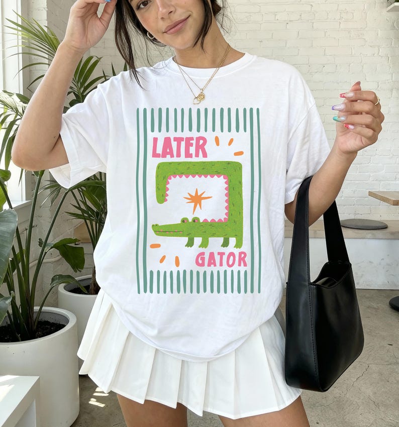 90s Later Alligator Vintage style Comfort Colors® Tee, Sarcastic Later Shirt Crocodile Graphic Shirt image 4