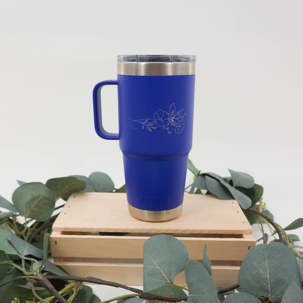 Custom Laser Engraved 20oz YETI Rambler Travel Mug with Stronghold Lid