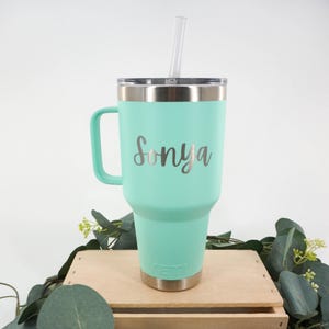 Custom Laser Engraved YETI Rambler 35oz Mug with Straw Lid image 1