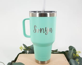 Custom Laser Engraved YETI Rambler 35oz Mug with Straw Lid