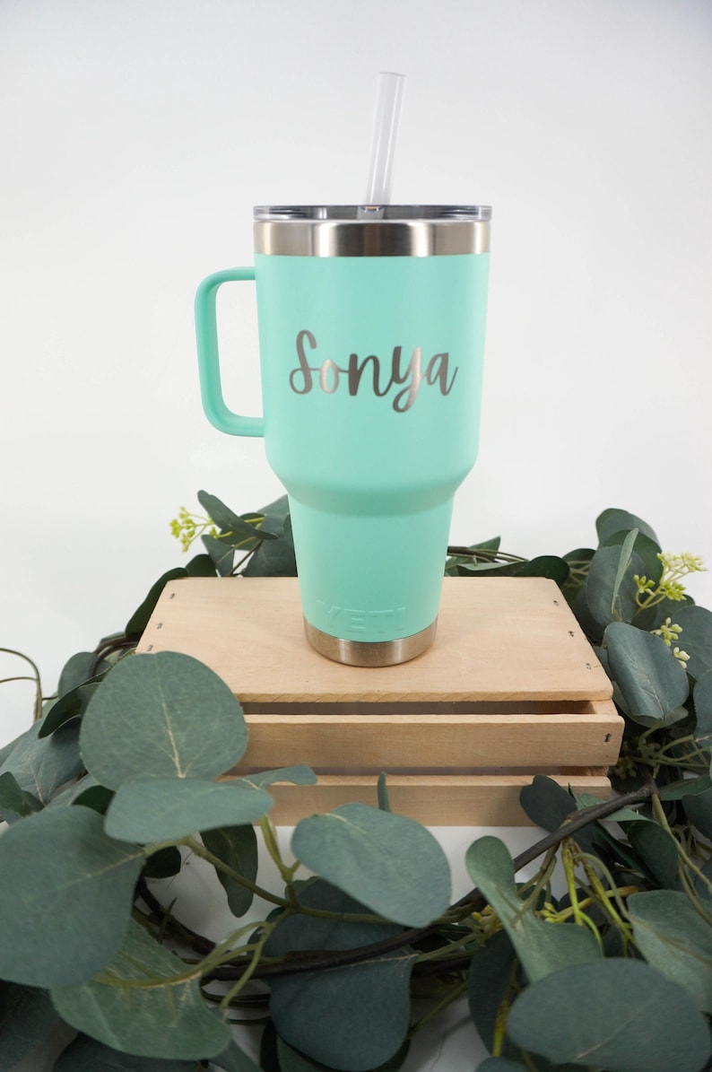 Custom Laser Engraved YETI Rambler 35oz Mug with Straw Lid image 1