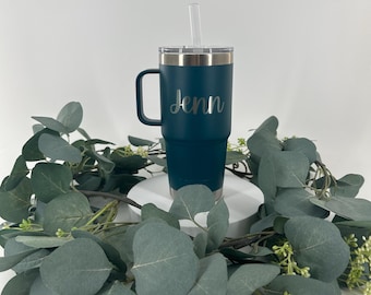 Custom Laser Engraved YETI Rambler 25oz Mug with Straw Lid, High Desert Clay