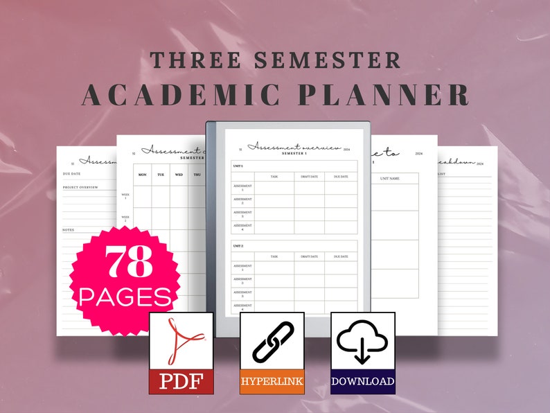 2024 Digital Student Planner, Academic Planner, Three Term, Weekly
