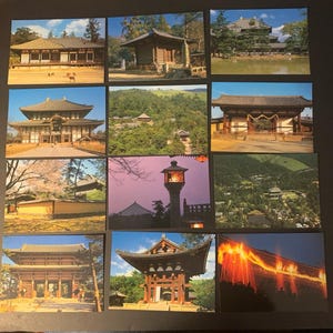Unused vintage postcards temples and scenery from Japan