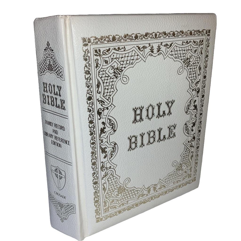 Holy Bible family record and library reference edition. Published by Crusade.  White.