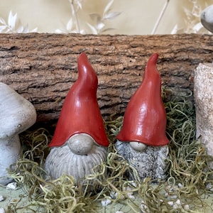 Red Hat Garden Gnome Couple | Set of 2 Gnome Statues | Whimsical Garden Gnome Couple | Cement Garden Gnome | Fairy Garden Statues | Gnomes