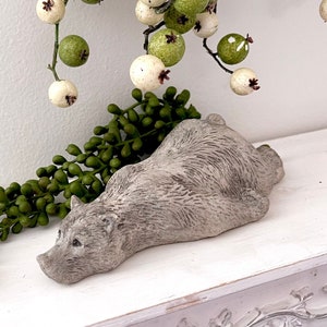Lazy Bear Statue | Sleeping Bear Figurine | Cement Brown Bear Black Bear Grizzly Bear Statue | Woodland Decor Sleeping Bear Nursery Decor