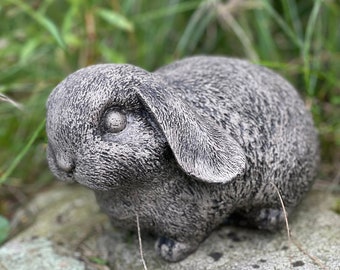 Concrete Bunny Statue | Cement Bunny Rabbit Figurine | Rabbit Statue | Floppy Bunny Ears Garden Statue | Easter Decor | Spring Decor