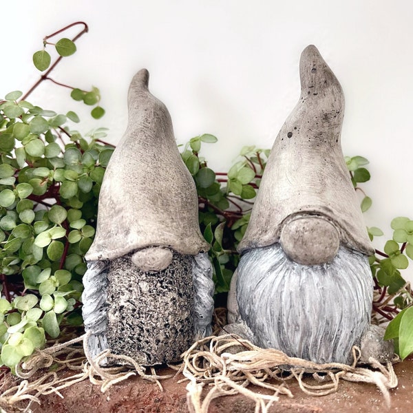 Garden Gnome Couple Statues | Gnome Pair | Concrete Gnome Garden Statues | Grandparents Gifts | Cement Garden Gnome | Garden Gnomes