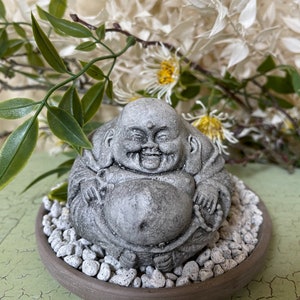 Meditating Figure Buddha Statue | Plump Buddha Statue Outdoor Figurine | Indoor Buddha Figure | Zen Art | Yoga Decor | Zen Garden Decor