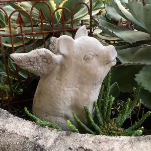 Flying Pig Statue | Pig Decor | When Pigs Fly Figurine | Concrete Farm Animal Garden Sculpture | Rustic Decor | Country Farmhouse Decor
