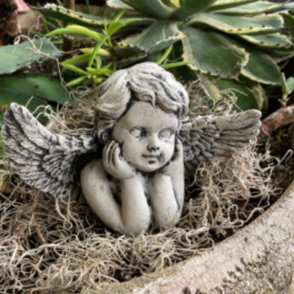 Handmade Concrete Angel Wings Statue | Cherub Statue | Memorial Gift| Religious Gifts | Concrete Garden Statues