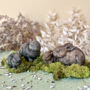 Mini Bunny Statue Set of 2 | Easter Bunny Rabbits | Cement Spring Garden Decor | Bunny Figurine | Hare | Handmade Garden Art