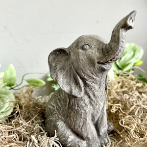 Elephant Statue Handmade | Elephant Art | Safari Nursery Decor | Concrete Boho Elephant Ears Figurine | Elephant Decor & Gifts