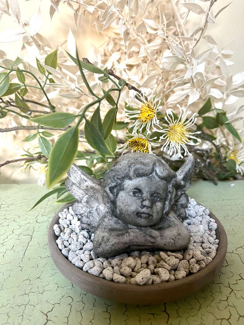 Concrete Cherub Statue Angel Figurine Handmade Concrete Etsy
