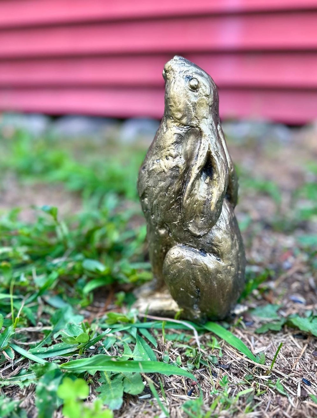 Gold Bunny Statue | Concrete Holiday Hare | Handmade French Country ...