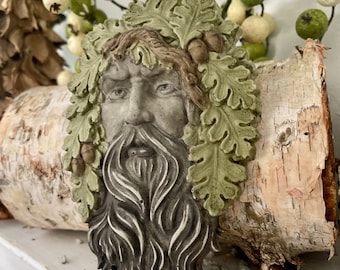 Concrete Green Man Garden Plaque | Celtic Wall Art