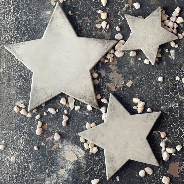 Set of 3 Concrete Stars | Garden Statues | Star Statue | Star Decor | Hanging Stars | Wall Decor | Garden Decor | Handmade Garden Art |