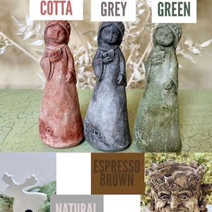 little girl statues showing stain color options for garden statues