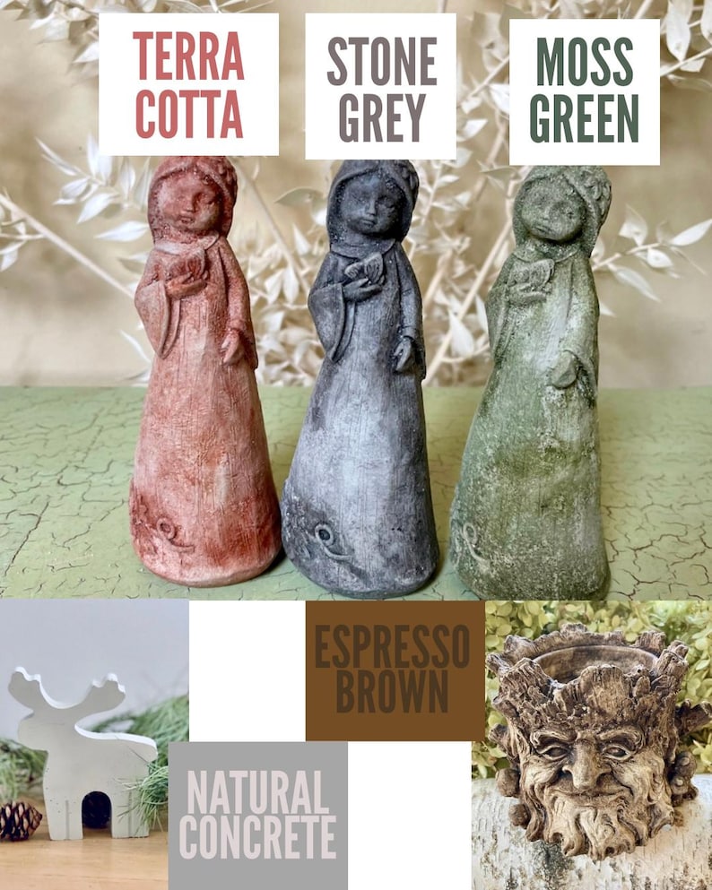 little girl statues showing stain color options for garden statues