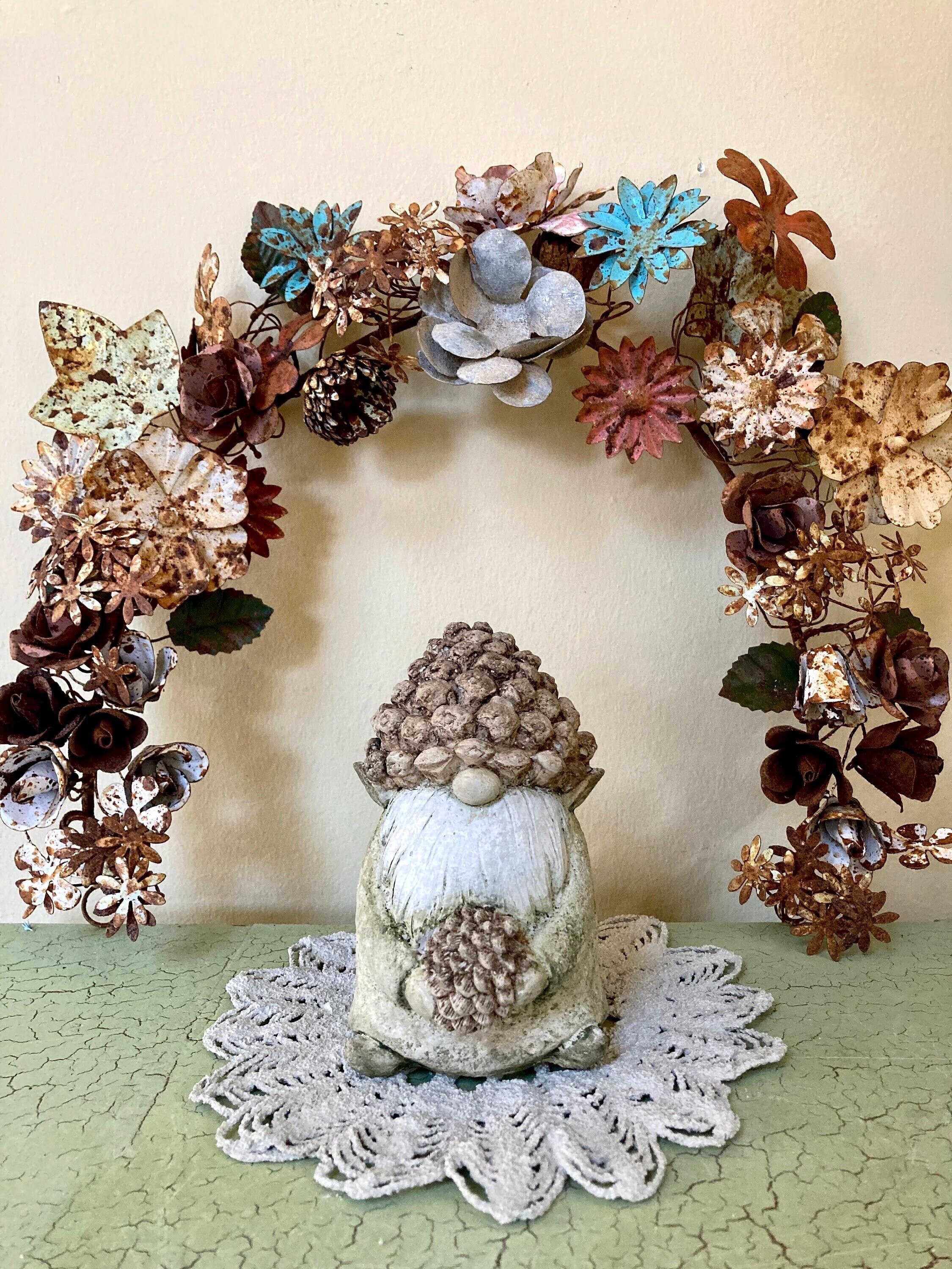Gnome Statue Autumn Harvest Gnome Figurine With Fruit Pine