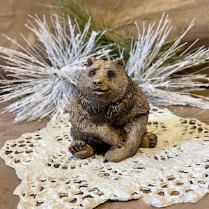 Sitting Black Bear Statue | Cement Brown Bear Garden Statue | Concrete Bear Figurines | Mancave Decor | Gifts for Dad | Gifts for Him