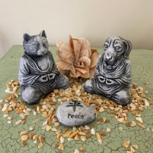 Meditating Cat or Dog Buddha Statue | Zen and Cats | Yoga Dog | Zen Art Meditation Gift | Buddha Art | Handmade Concrete Dog or Cat Memorial