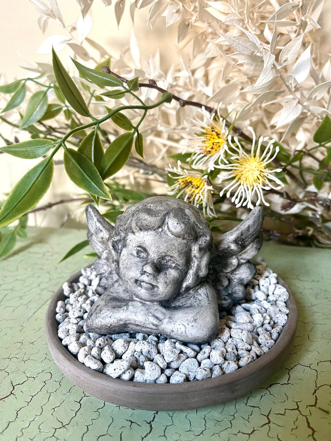Concrete Cherub Statue Angel Figurine Handmade Concrete Etsy