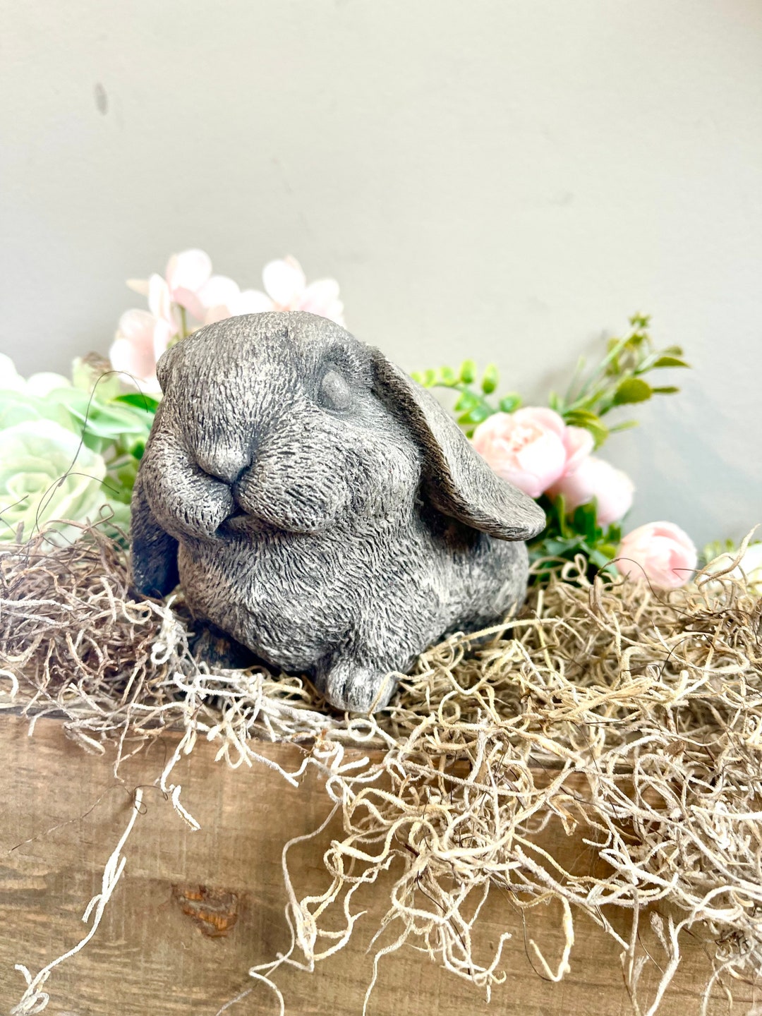 Concrete Bunny Statue Cement Bunny Rabbit Figurine Rabbit Etsy