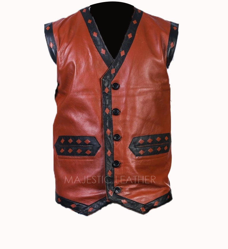The Warriors Movie Real Leather Vest/Jacket Brown Halloween