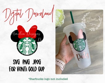 Maus Ohren Schleife - Starbucks Venti Cold Cup Cutfile, SVG PNG JPEG Datei digitaler Download