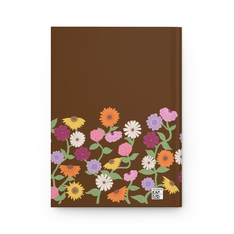 Anteckningsbok med inbunden pärm, pianoblommor och namn | Matt anteckningsbok med överraskningssånger och blommor | Subtil present till beundrare | Julklapp bild 3